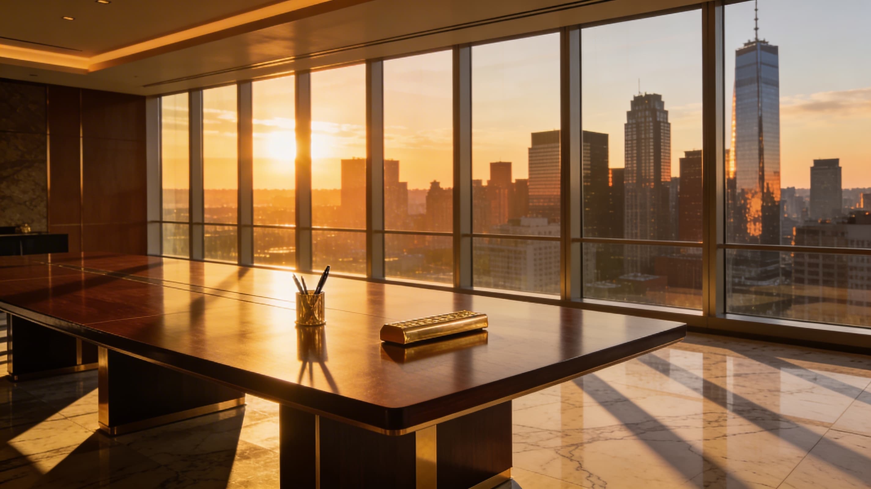Luxury conference room at golden hour